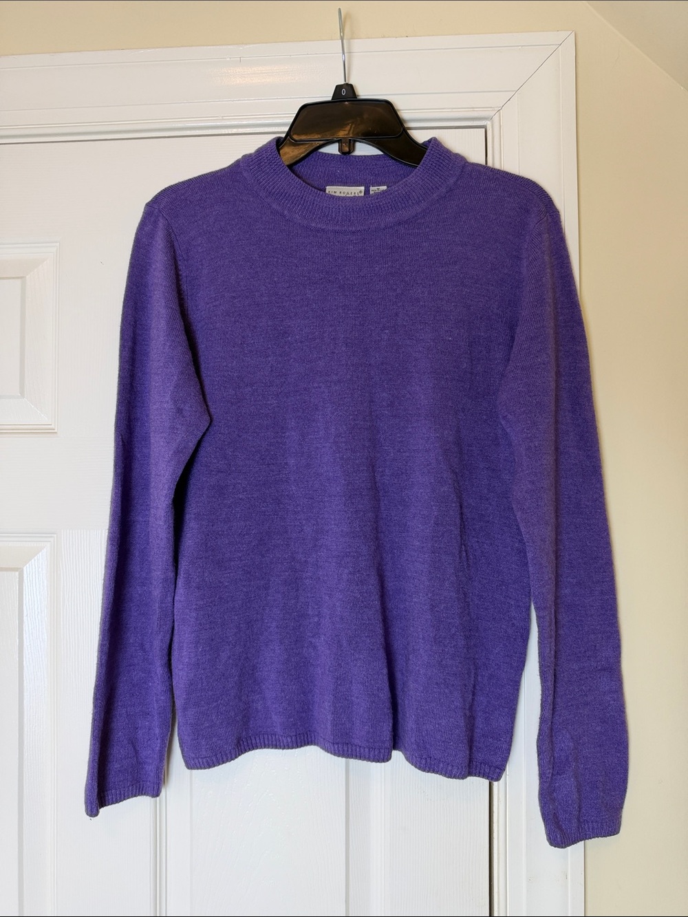 Kim Rogers Cashmalon Purple Mock Neck Long Sleeve Knit Sweater size Medium